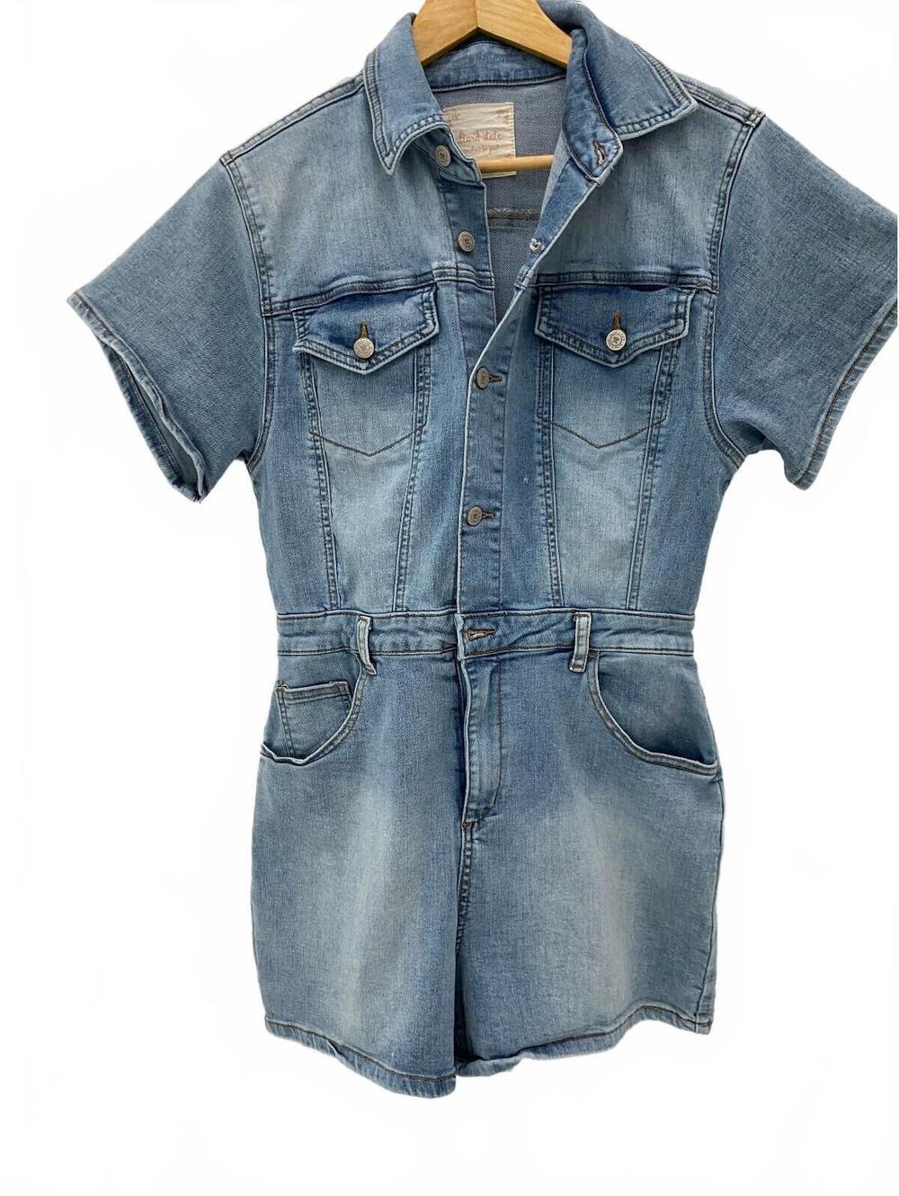 Altard State Women's Denim Short Sleeve shorts Romper Size S